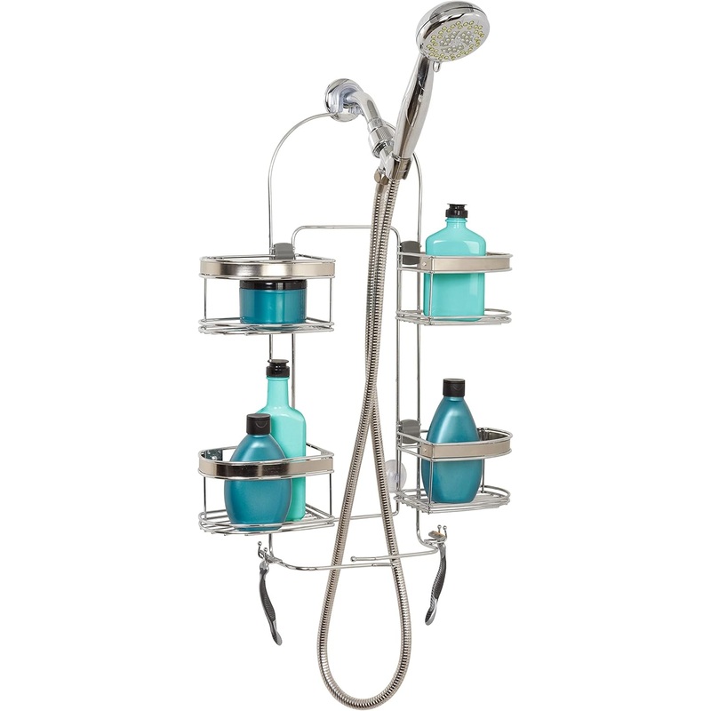 Zenna Home Rust-Resistant Expandable Hanging Shower Caddy, Chrome with Brushed Accents