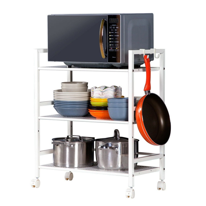 Zimtown 3-Tier Shelf Wire Mesh Rolling Cart Serving Utility Organization Kitchen Cart, White