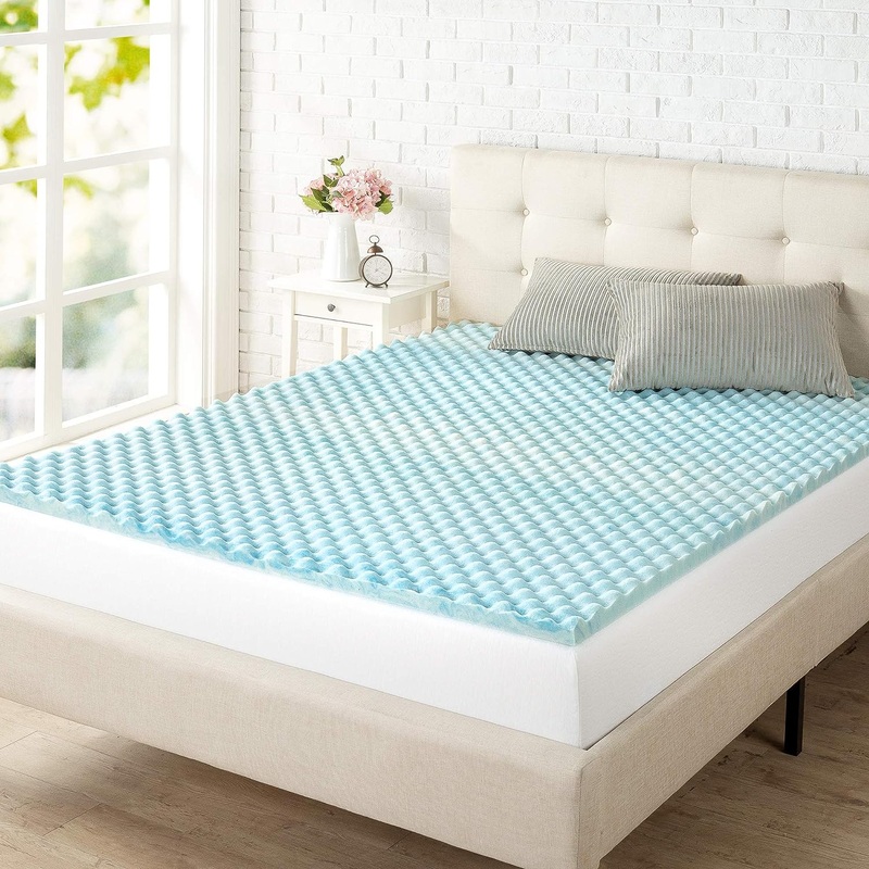 ZINUS 1.5/2/3/4-inch Swirl Gel Cooling Memory Foam Mattress Topper, Cooling Airflow Design, CertiPUR-US Certified (1.5 in, King)