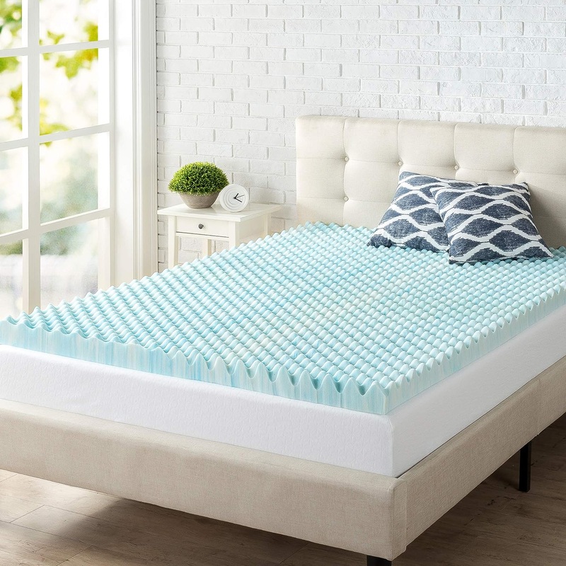 ZINUS 1.5/2/3/4-inch Swirl Gel Cooling Memory Foam Mattress Topper, Cooling Airflow Design, CertiPUR-US Certified (3 in, Queen)