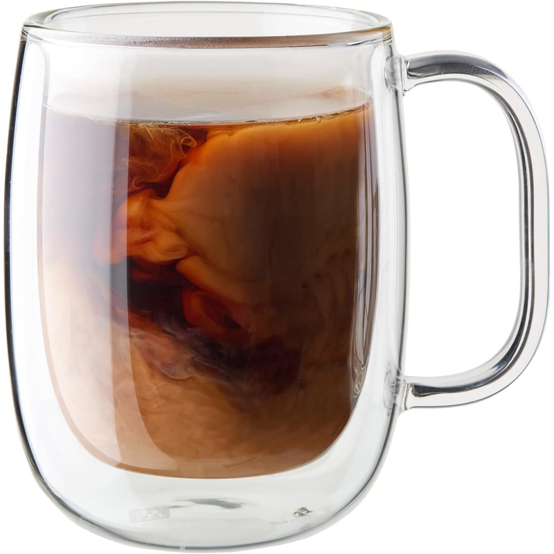 ZWILLING Sorrento Plus 8-pc Double-Wall Glass Coffee Mug Set, 12 fluid ounces, Clear