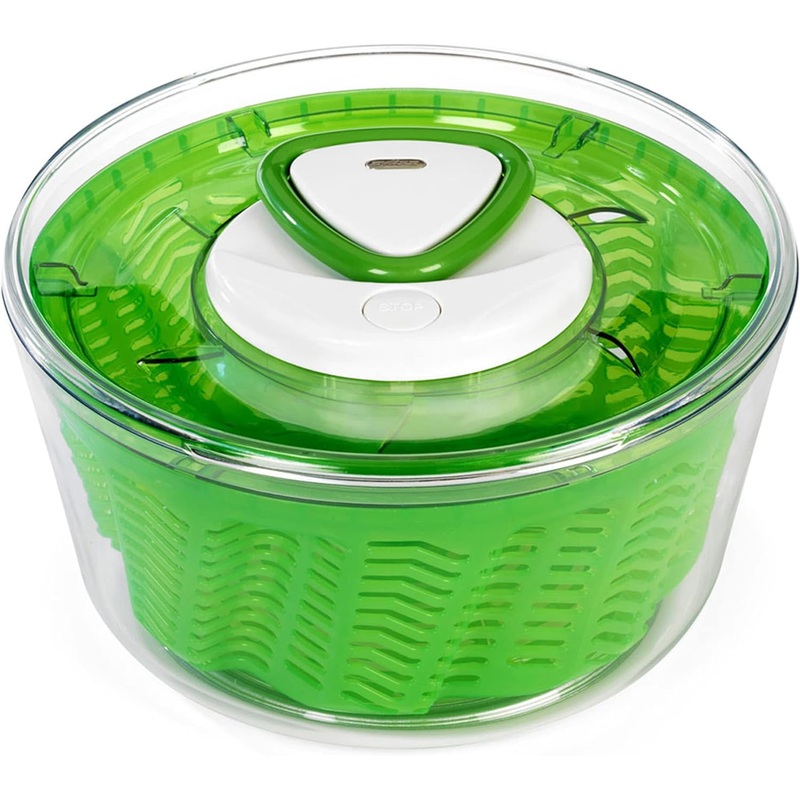 Zyliss Easy Spin 2 AquaVent Large Salad Spinner  Salad Spinner with Pull Cord  Salad Bowl for 4 to 6 Servings  Manual Vegetable and Fruit Dryer  Vegetable Spinner with Brake  Green, Large