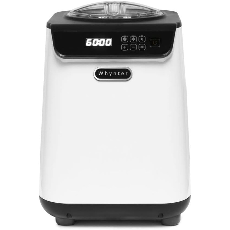 Whynter Ice Cream Maker Machine Automatic 1.28 Qt Upright with Built-in Compressor, LCD Digital Display & Timer, No Pre-Freezing, ICM-128WS, White