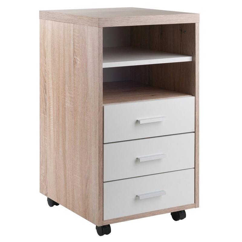 Winsome 18532-WW Kenner Open Shelf Cabinet, 3-Drawer, Reclaimed Wood and White 18.39D x 15.75W x 29.25H