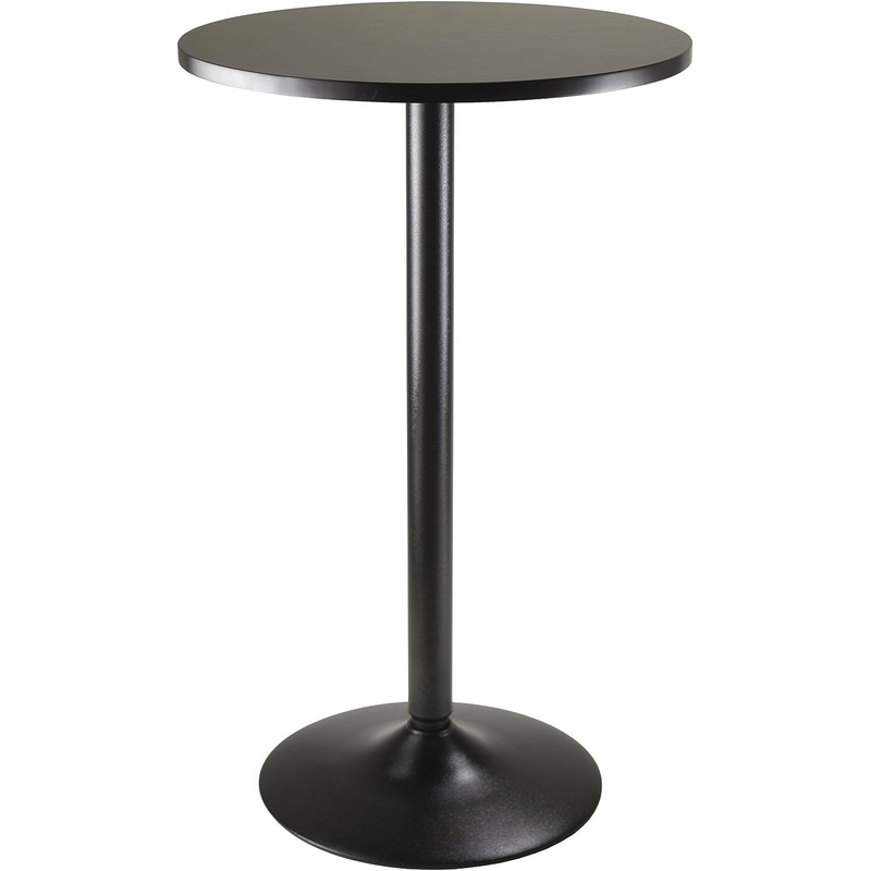 Winsome Obsidian Pub Table Round Black Mdf Top with Black Leg And Base  23.7-Inch Top, 39.76-Inch Height, Pack of 1