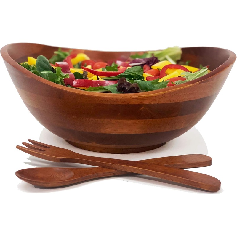 Woodard & Charles Wood 3 Piece Salad Serving Bowl Set, 11 3/4 x 11 x 5