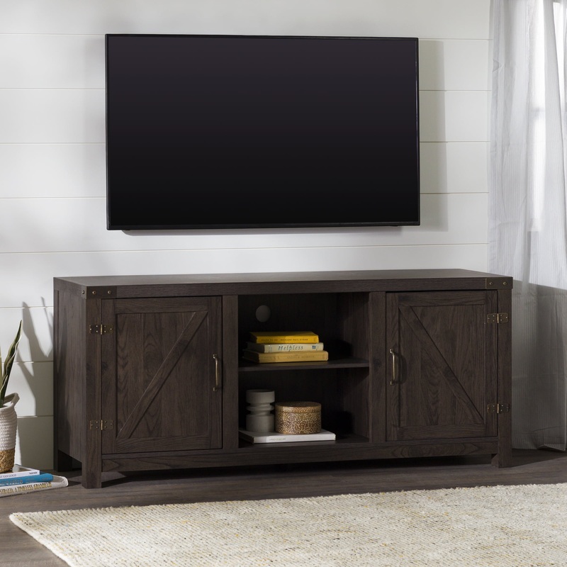 Woven Paths Modern Farmhouse Barn Door TV Stand for TVs up to 65, Sable