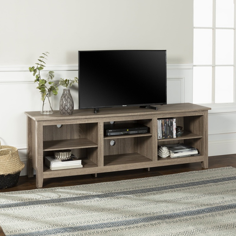 Woven Paths Open Storage TV Stand for TVs up to 80, Driftwood
