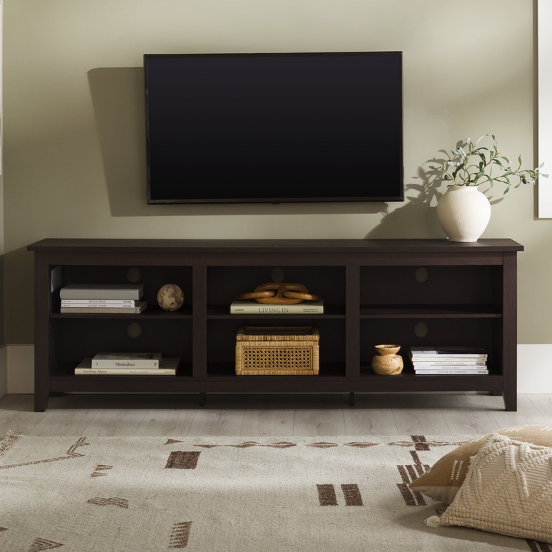 Woven Paths Open Storage TV Stand for TVs up to 80, Espresso