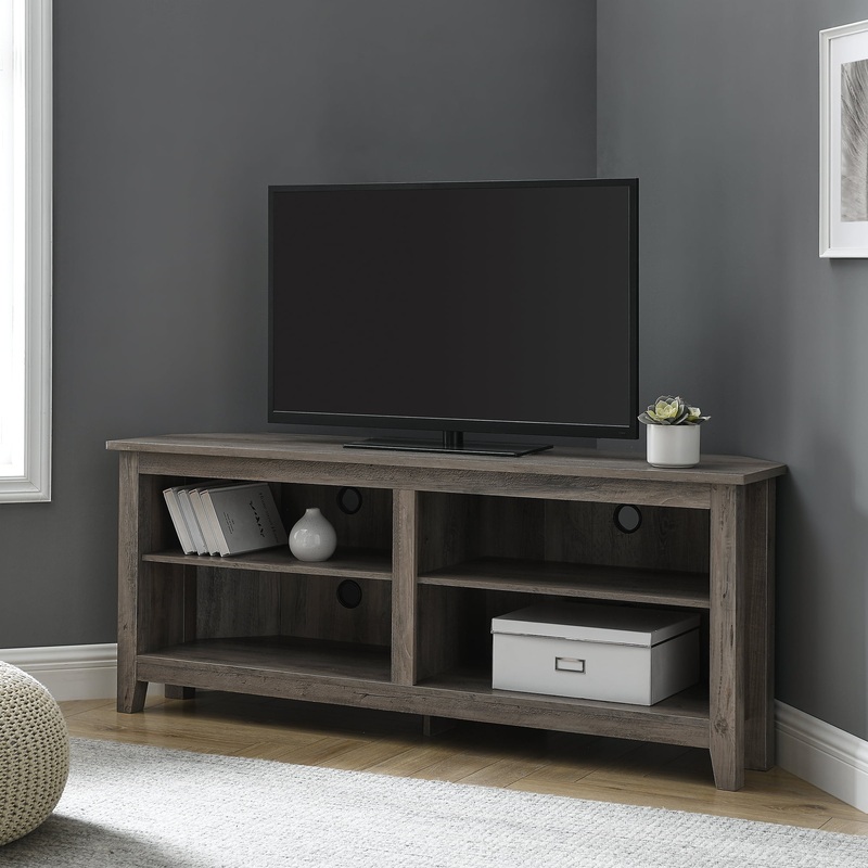 Woven Paths Transitional Corner TV Stand for TVs up to 65, Grey Wash