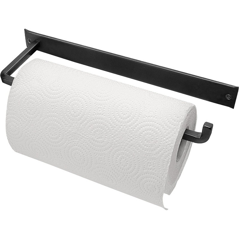 Wrought Iron Paper Towel Holder  Wall Mount Paper Towel Holder for Kitchen, Rustic Paper Towel Holder Wall Mount Decor for Farmhouse Style & Vintage Houses  Black, 13.7 x 4.5 x 1.5 Inches