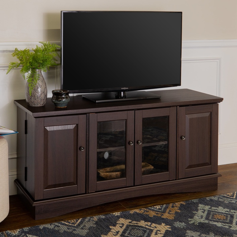 Walker Edison Wood TV Stand for TVs up to 55, Espresso