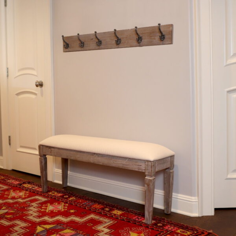 Waverly Wood Bench with Coat Rack, 2-Piece Set, Winter White finish