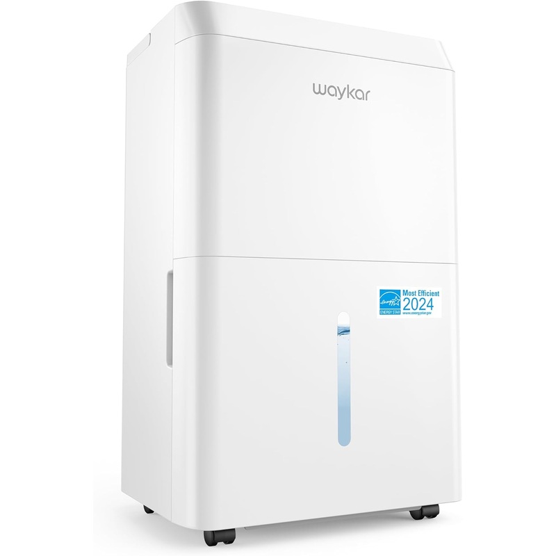 Waykar 120 Pint Energy Star Dehumidifier for Home, Basement, Large Rooms up to 6,000 Sq. Ft.  Auto Defrost, Ultra Quiet(40 dB), Auto Comfort Mode, with Drain Hose & Water Tank