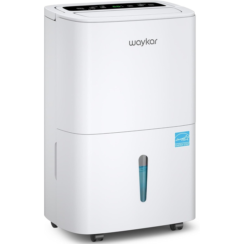 Waykar 150 Pints Energy Star Dehumidifier for Spaces up to 7,000 Sq. Ft at Commercial and Industrial Large Room, Warehouse, Storage, Home, Basement, Bedroom with Drain Hose, Auto Defrost, Self-Drying