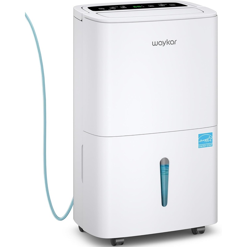 Waykar 150 Pints Energy Star Dehumidifier with Pump for Spaces up to 7,000 Sq. Ft at Commercial and Industrial Large Room, Warehouse, Home, Basement, Bedroom with Drain Hose, Auto Defrost, Self-Drying