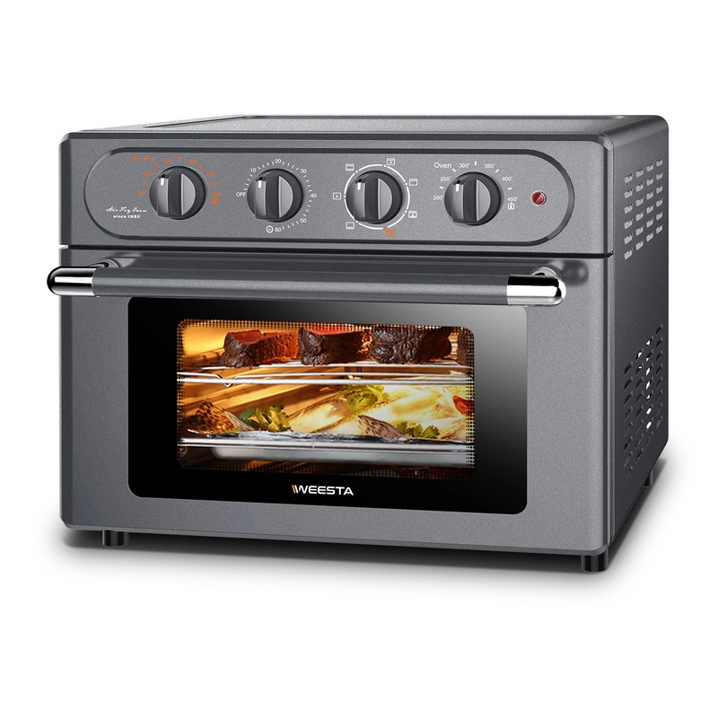 WEESTA Air Fryer Toaster Oven Combo, 24 QT Large Air Fryer, 7-in-1 Convection Toaster Oven with Air Fryer, Roast, Bake, Broil, Reheat, Large Toaster Oven, 5 Accessories & E-Recipes, UL Certified, Up to 450F, 1500W, Black