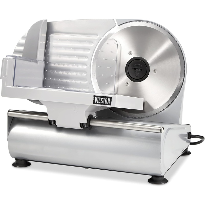 Weston Electric Meat Cutting Machine, Deli & Food Slicer, Adjustable Slice Thickness, Non-Slip Suction Feet, Removable 7.5 Stainless Steel Blade, Easy to Clean (61-0750-W)