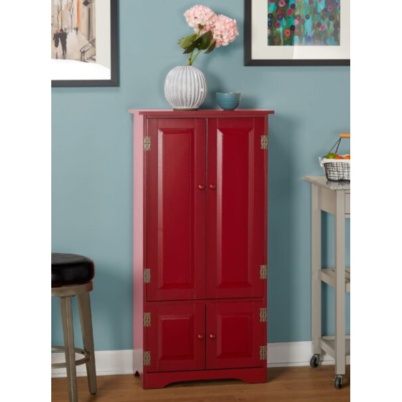 Versatile Wood 4-Door Floor Cabinet, Red