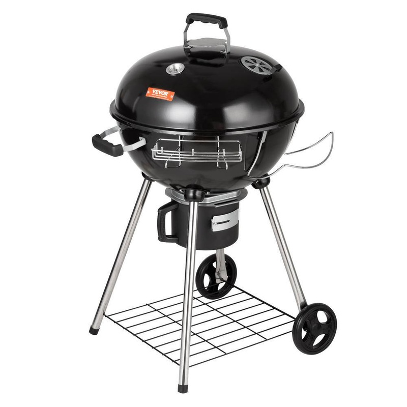 VEVOR PGLCJKETTLE22IGNCV0 22 in. Kettle Charcoal Grill with Porcelain-Enameled Lid,Bowl,Slide Out Ash Catcher Thermometer Kettle Grill,Black