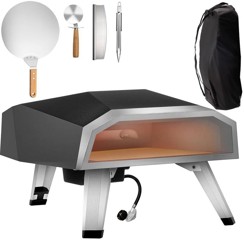 VEVOR PSLHWBXRQSY1252Q5V0 Propane Pizza Oven 12 in. Stainless Steel Portable Outdoor Pizza Oven 1472F Maximum Temperature Pizza Stone in Black