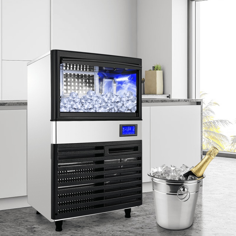 VEVORbrand 110V Commercial Ice Maker 110 lbs/24H with 44 lbs Bin and Electric Water Drain Pump, Clear Cube, Stainless Steel Construction, Auto Operation, Include Water Filter 2 Scoops