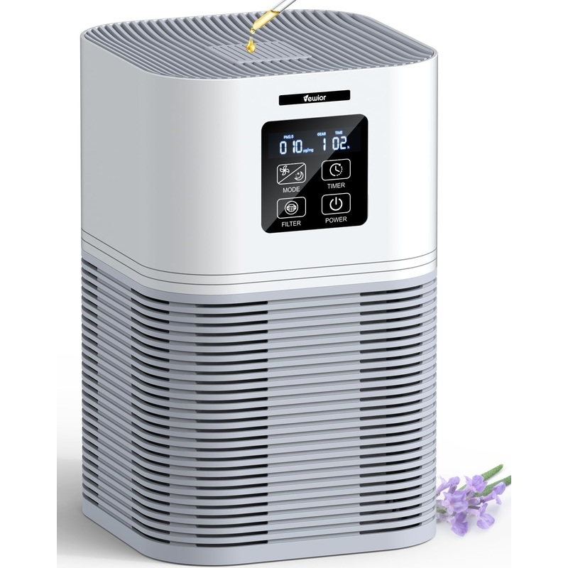 VEWIOR Air Purifiers for Home, HEPA Air Purifiers for Large Room up to 600 sq.ft, H13 True HEPA Air Filter with Fragrance Sponge 6 Timers Quiet Air Cleaner for Pets Dander Odor Dust Smoke Pollen