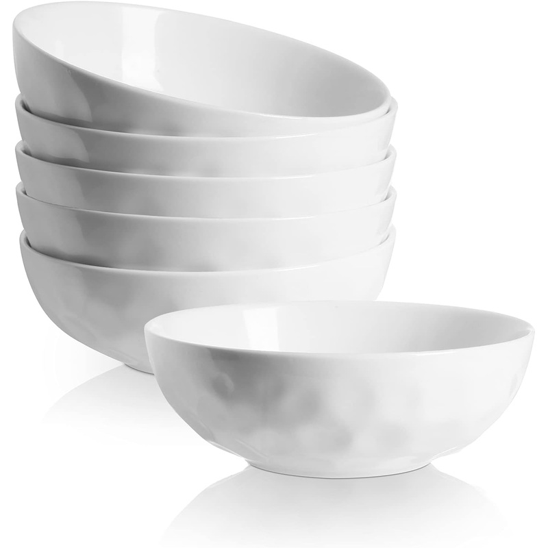 vicrays Ceramic Pasta Bowls Set, 32 Ounce Soup Bowls, Large Salad Bowls, Chip Resistant, Dishwasher Microwave Safe, Fluted stoneware Bowls for Kitchen, Serving Bowls  Set of 6 Black