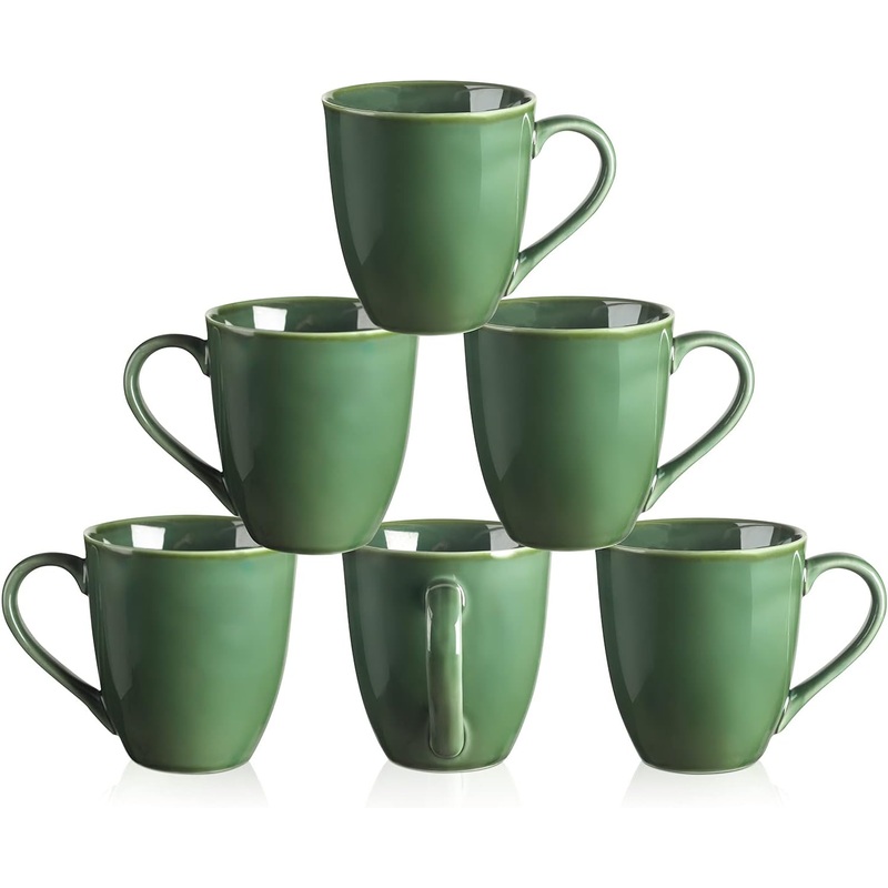 vicrays Coffee Mug Set, 12 Ounce, Set of 6, Ceramic Mug for Men, Women, Unique Glazed Mugs with Handle for Coffee, Tea, Milk, Cocoa, Cereal(blue)