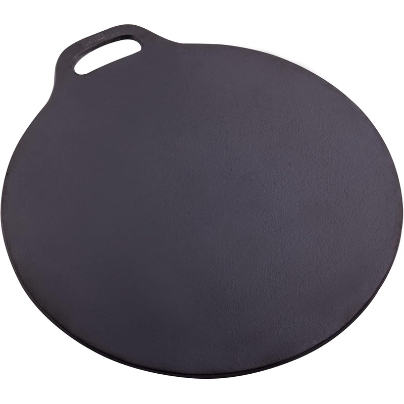Victoria 12-Inch Cast Iron Tawa Dosa Pan, Pizza Pan with a Loop Handle, Crepe Pan Preseasoned with Flaxseed Oil, Made in Colombia