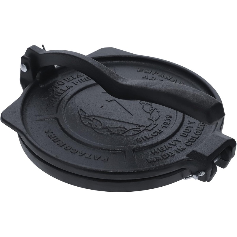 Victoria 8-Inch Commercial-Grade Cast-Iron Tortilla Press, Made from Super-Durable HD Iron, Made in Colombia