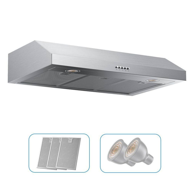 VIKIO PRO VC10-30 30 in. 400 CFM Ducted Under Cabinet Range Hood with Push Button LED Lighting and Permanent Filters in Stainless Steel