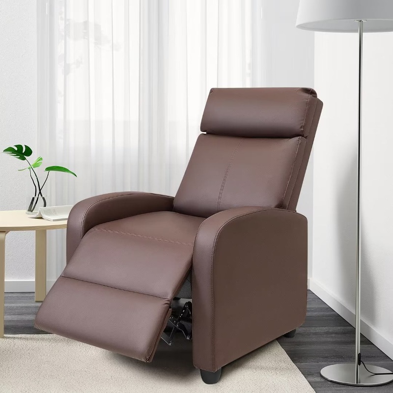 Vineego Massage Sofa Chair,Adjustable Recliner Home Theater Seating with PU Leather Padded Backrest and Thick Seat Cushion ,Brown