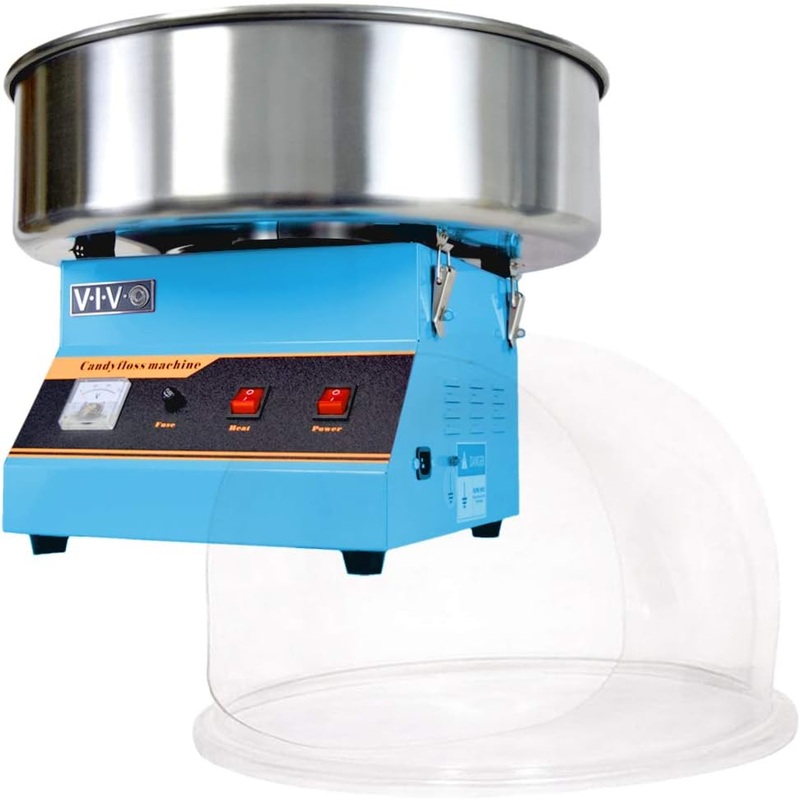 VIVO Blue Electric Commercial Cotton Candy Machine/Candy Floss Maker with Bubble Shield CANDY-KIT-1B