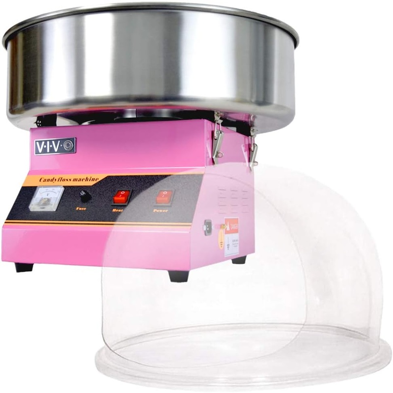 VIVO Pink Electric Commercial Cotton Candy Machine/Candy Floss Maker with Bubble Shield CANDY-KIT-1