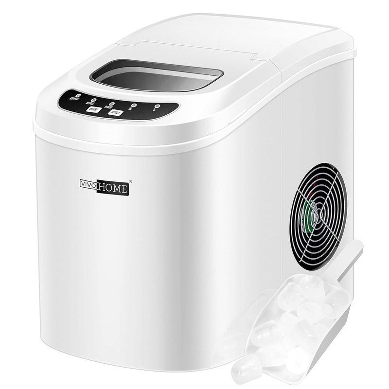 VIVOHOME Electric Portable Compact Countertop Automatic Ice Cube Maker Machine with Hand Scoop and Self Cleaning Function 26lbs/Day Black