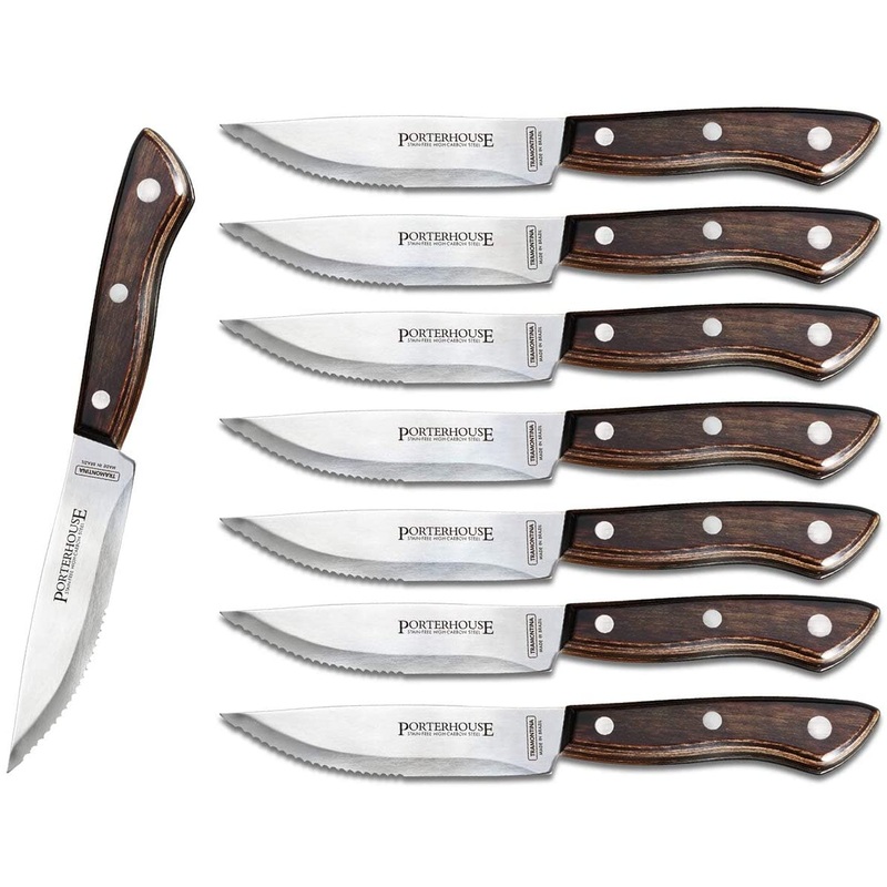 Tramontina Steak Knife Set Stainless Steel 8-Piece Dark Walnut, 80000/545DS