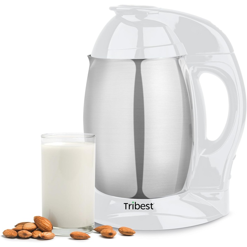 Tribest Soyabella SB-130 Deluxe Automatic Nut Milk Maker & Soy Milk Maker Machine, White/Stainless Steel