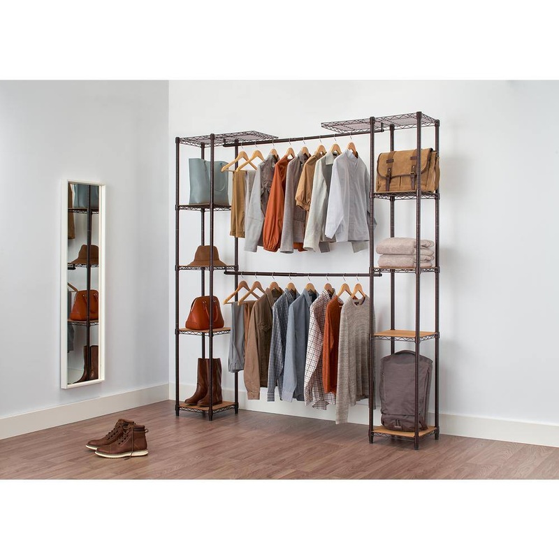 TRINITY TBFPBR-2701 14 in. D x 76 in. W x 84 in. H Chrome Expandable Wire Closet System Organizer