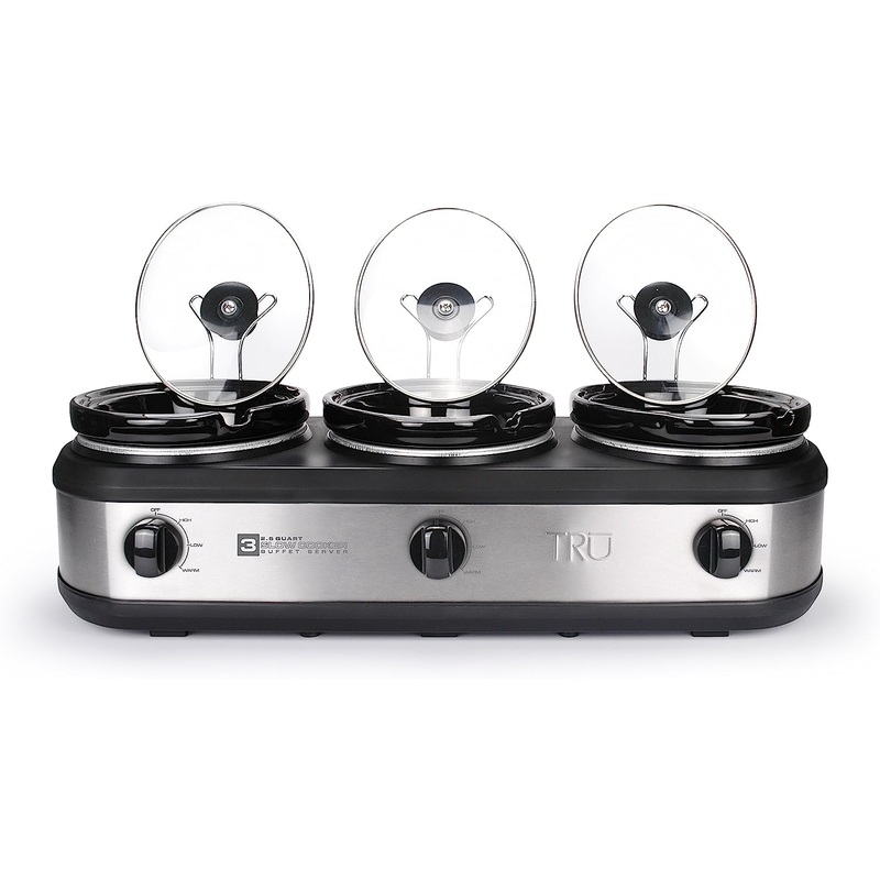 TRU Triple Buffet Server, 3 2-1/2-Quart Removable Inserts