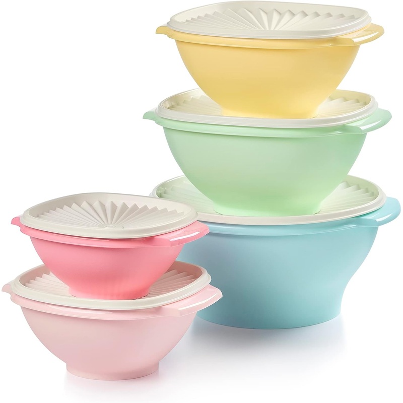 Tupperware Heritage Collection 5 Bowls + 5 Lids (10 Piece) Food Storage Container Set in Vintage Colors  Dishwasher Safe & BPA Free