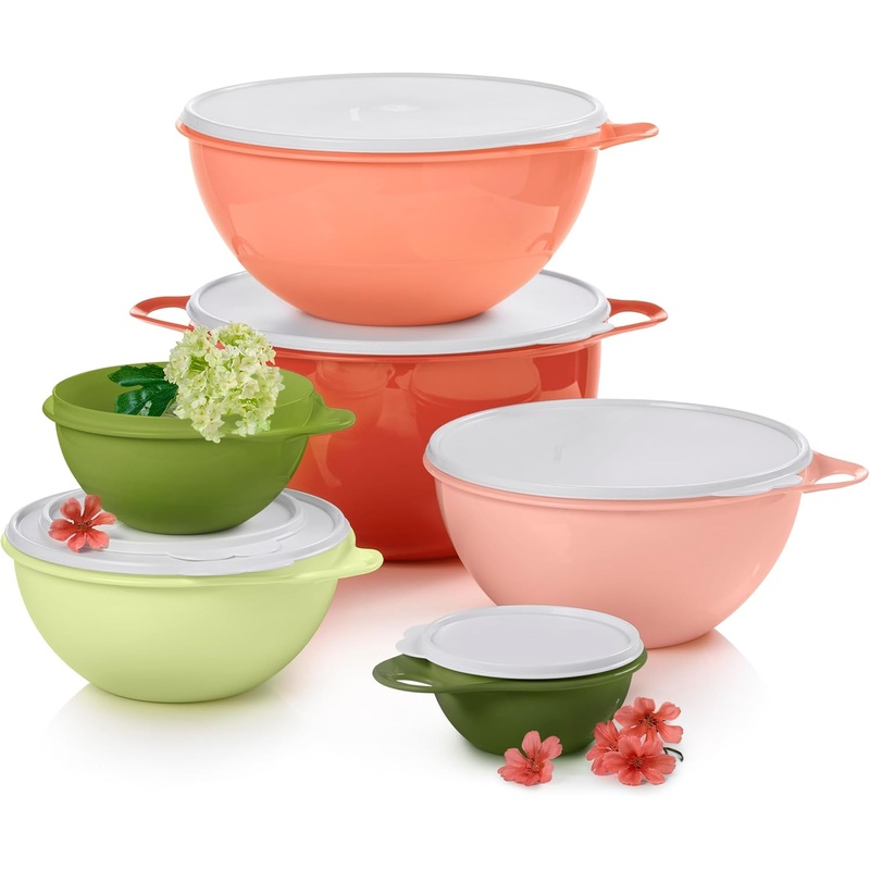 Tupperware Thatsa Bowl Collection 6 Bowl Food Storage Container Set  Dishwasher Safe & BPA Free  (6 Bowls + 6 lids)