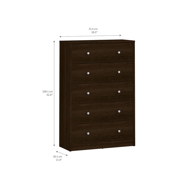 Tvilum Studio 5 Drawer Dresser, Coffee
