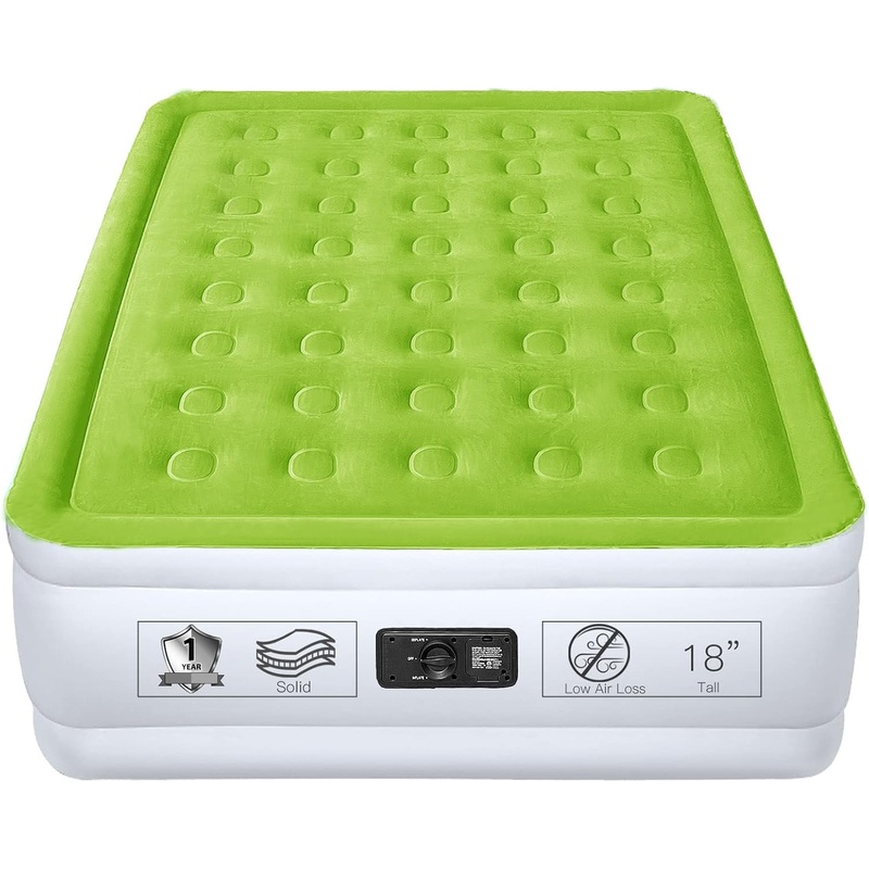 Twin Size Air Mattress with Built in Pump Raised Single Inflatable Bed Blow up Mattressith Camping Airbed 18 Inch Tall