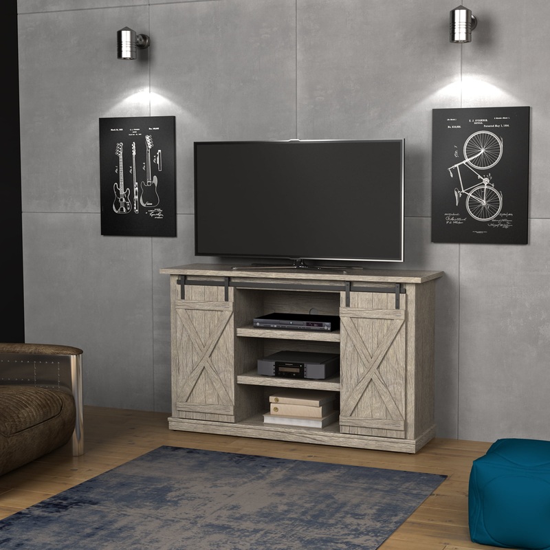 Twin Star Home Terryville Barn Door TV Stand for TVs up to 60, Ashland Pine