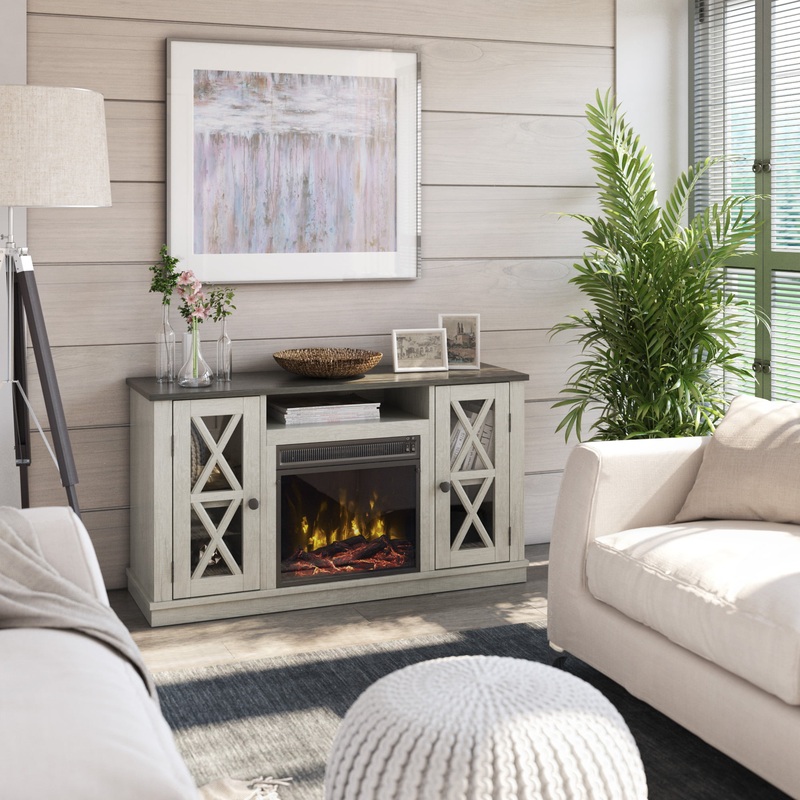 Twin Star Stanton Ridge Electric Fireplace TV Stand for TVs up to 55 , Fairfax Oak