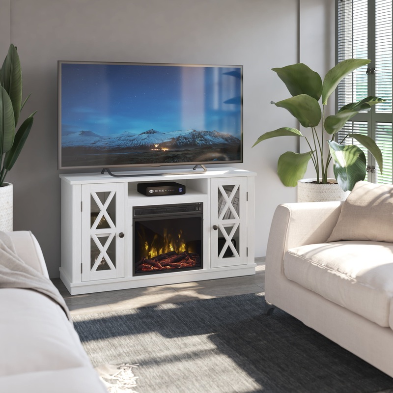 Twin Star Stanton Ridge Electric Fireplace TV Stand for TVs up to 55, White