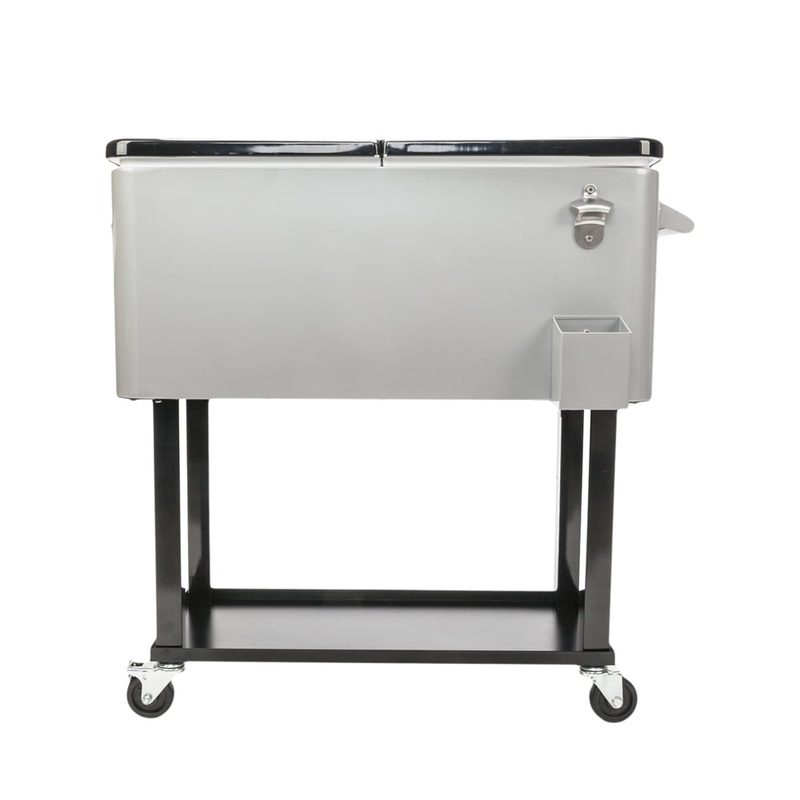 UBesGoo 80 Quart Patio Cooler Rolling Cooler Ice Chest with Shelf, Wheels and Bottle Opener, Iron Ice Chest Portable Patio Party Drink Cooling Cart
