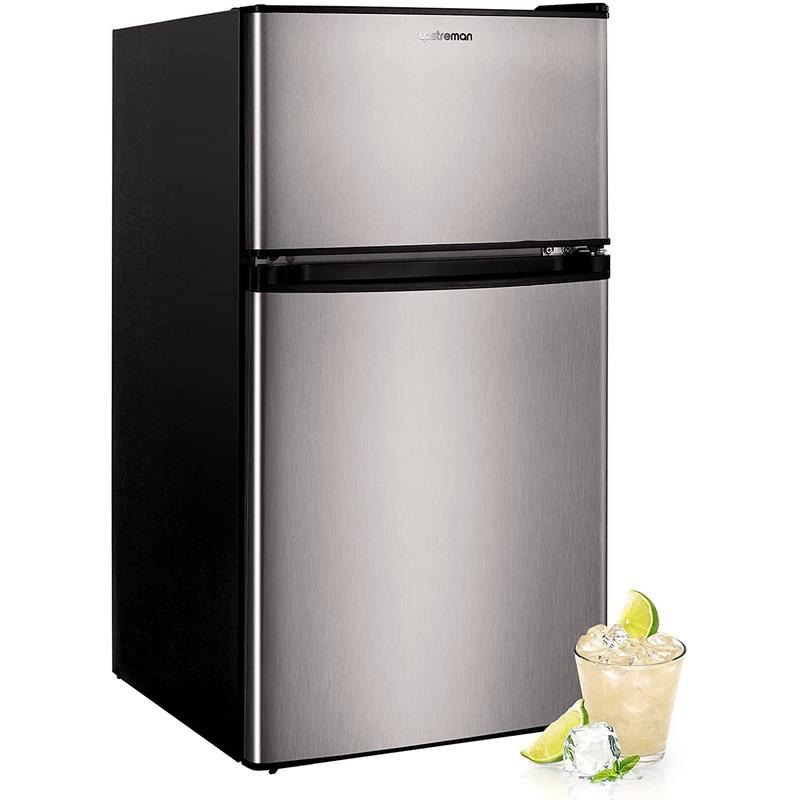 Upstreman 3.2 Cu.ft Mini Fridge with Freezer, Double Door Mini Refrigerator