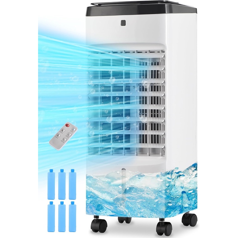 Uthfy Portable Air Conditioners, 3 IN 1 Evaporative Air Cooler,Portable AC for Room,Windowless Swamp Cooler Air Conditioner for Bedroom Indoor,Cooling Fan with Remote 12H Timer,3 Speeds,Oscillation